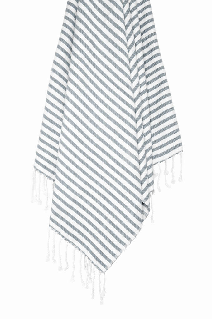 Striped Grey Turkish Towel - Buldano UK